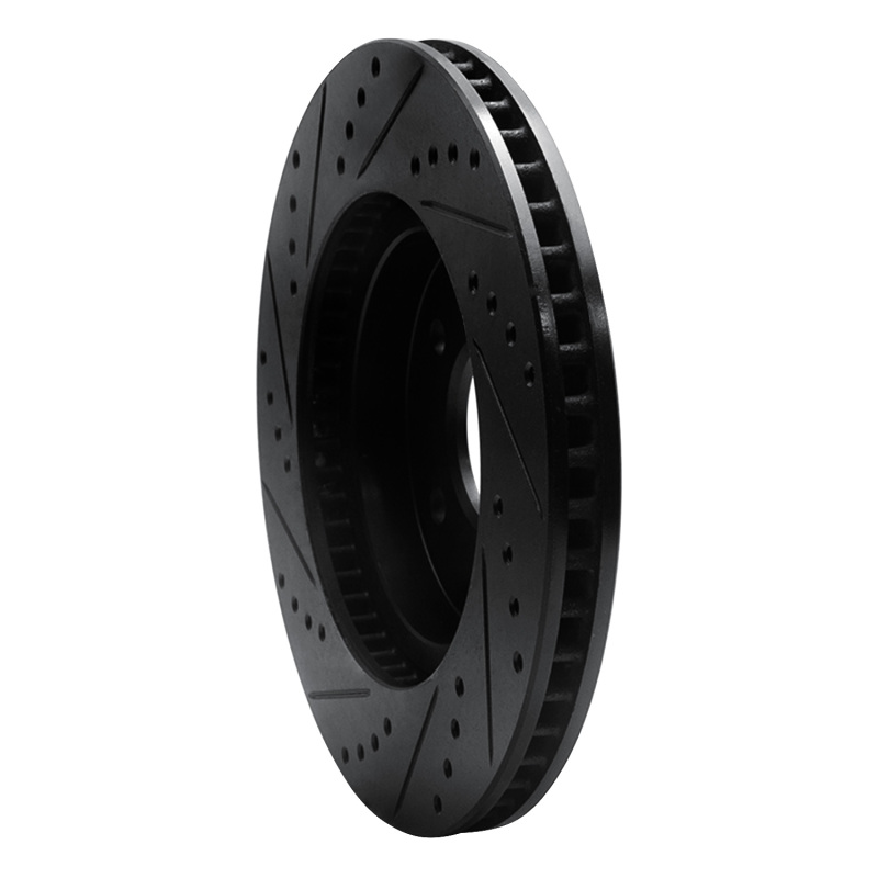 Chevrolet Equinox Brake Rotor (1) - Front Right - R1 Concepts - Drilled & Slotted - Black - `02-`07